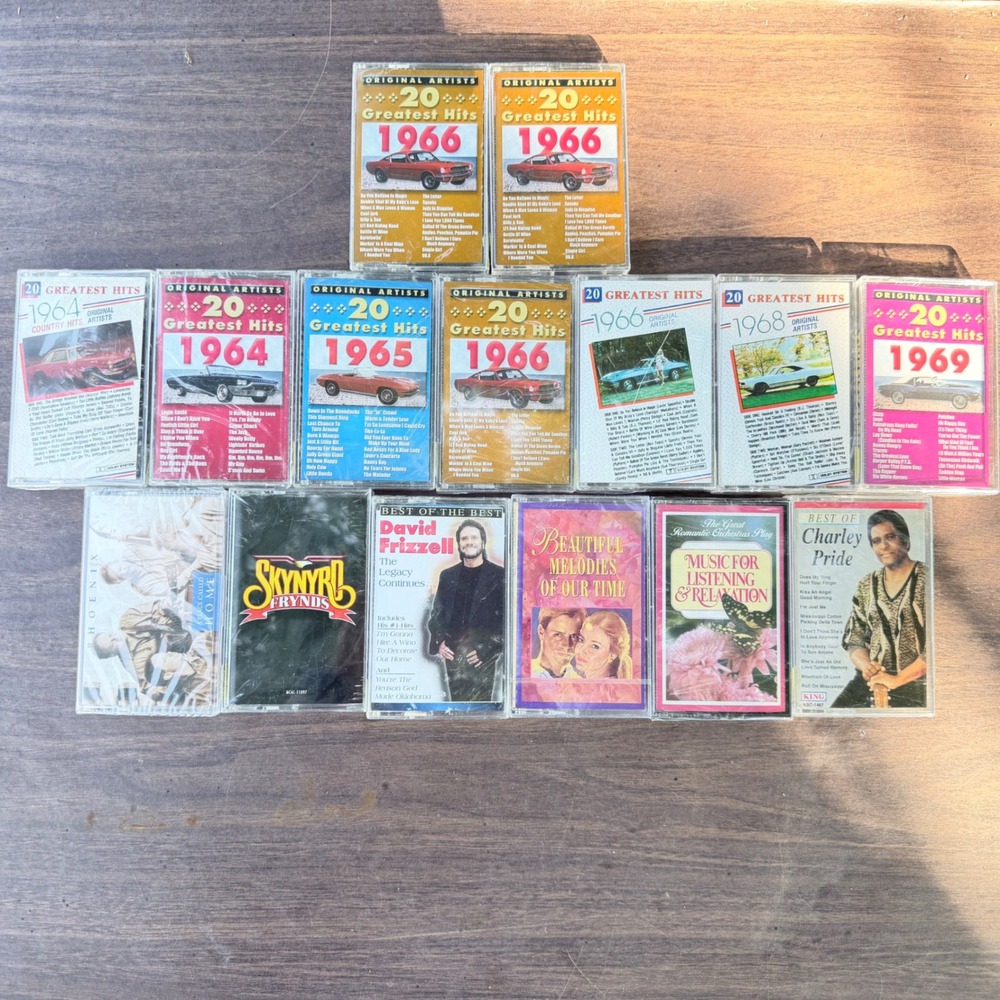 Lot of 15 Vintage Cassette Tapes Sealed 20 Greatest Hits 1960s Lynyrd Skynyrd